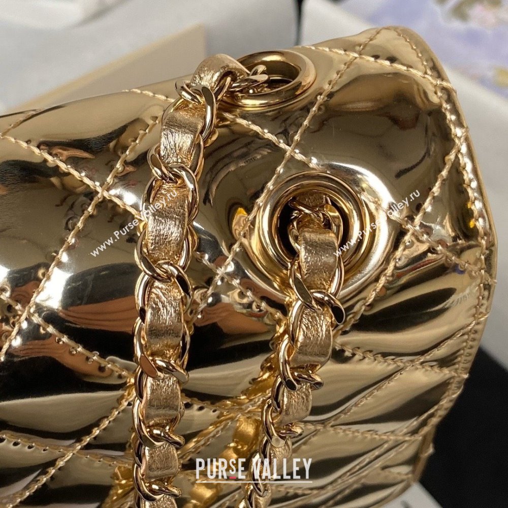 chanel Metallic Mirror Calfskin Metallic Lambskin Gold-Tone Metal Mini Flap Bag Star Coin Purse AS4647 gold 2024 (jiyuan-240103-