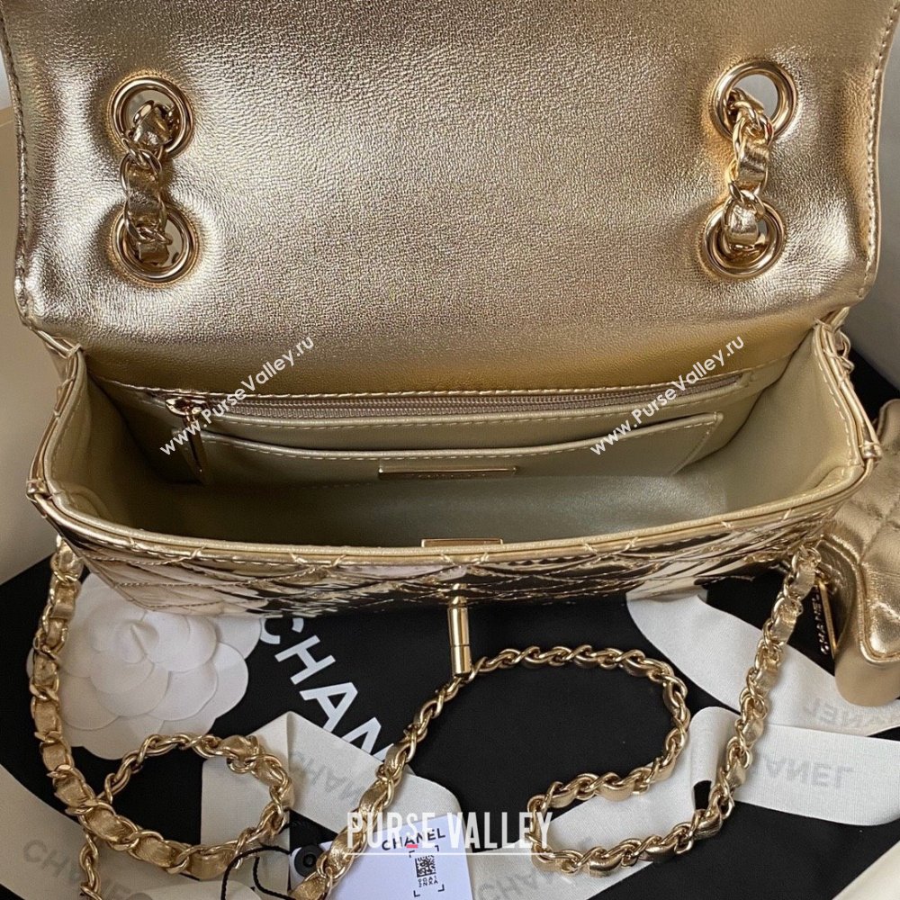 chanel Metallic Mirror Calfskin Metallic Lambskin Gold-Tone Metal Mini Flap Bag Star Coin Purse AS4647 gold 2024 (jiyuan-240103-