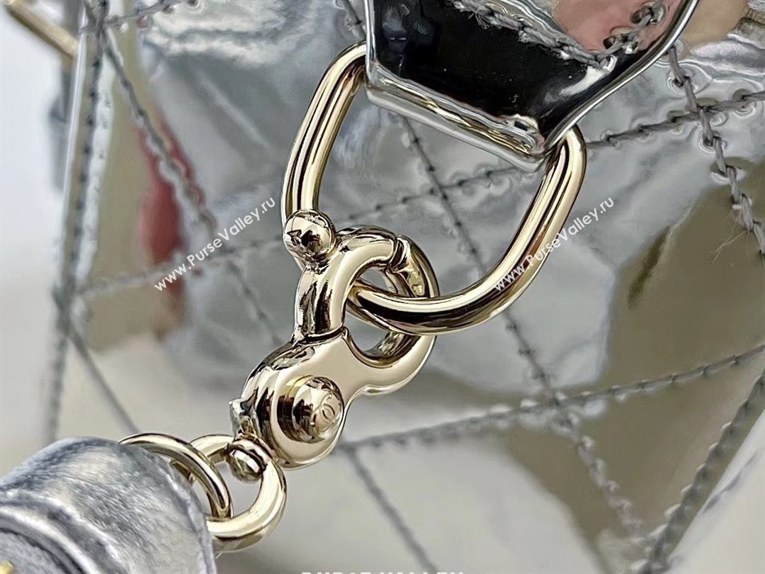 chanel Metallic Mirror Calfskin Metallic Lambskin Gold-Tone Metal Silver Flap Bag Star Coin Purse AS4649 2024(original quality) 