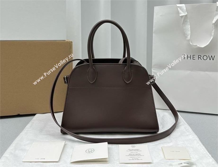 THE ROW MARGAUX 10 BAG IN BOX LEATHER Dark Chocolate 2024 (WEIPIN-240301-02)