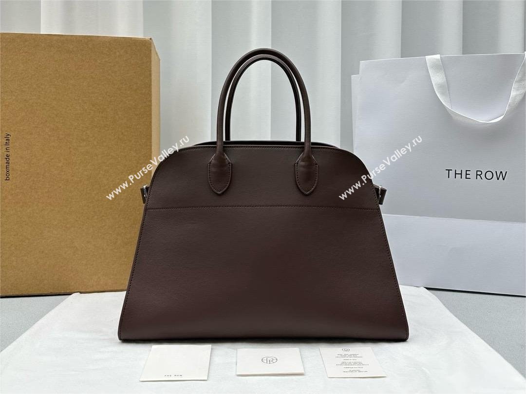 THE ROW MARGAUX 15 BAG IN BOX LEATHER Dark Chocolate 2024 (WEIPIN-240301-03)