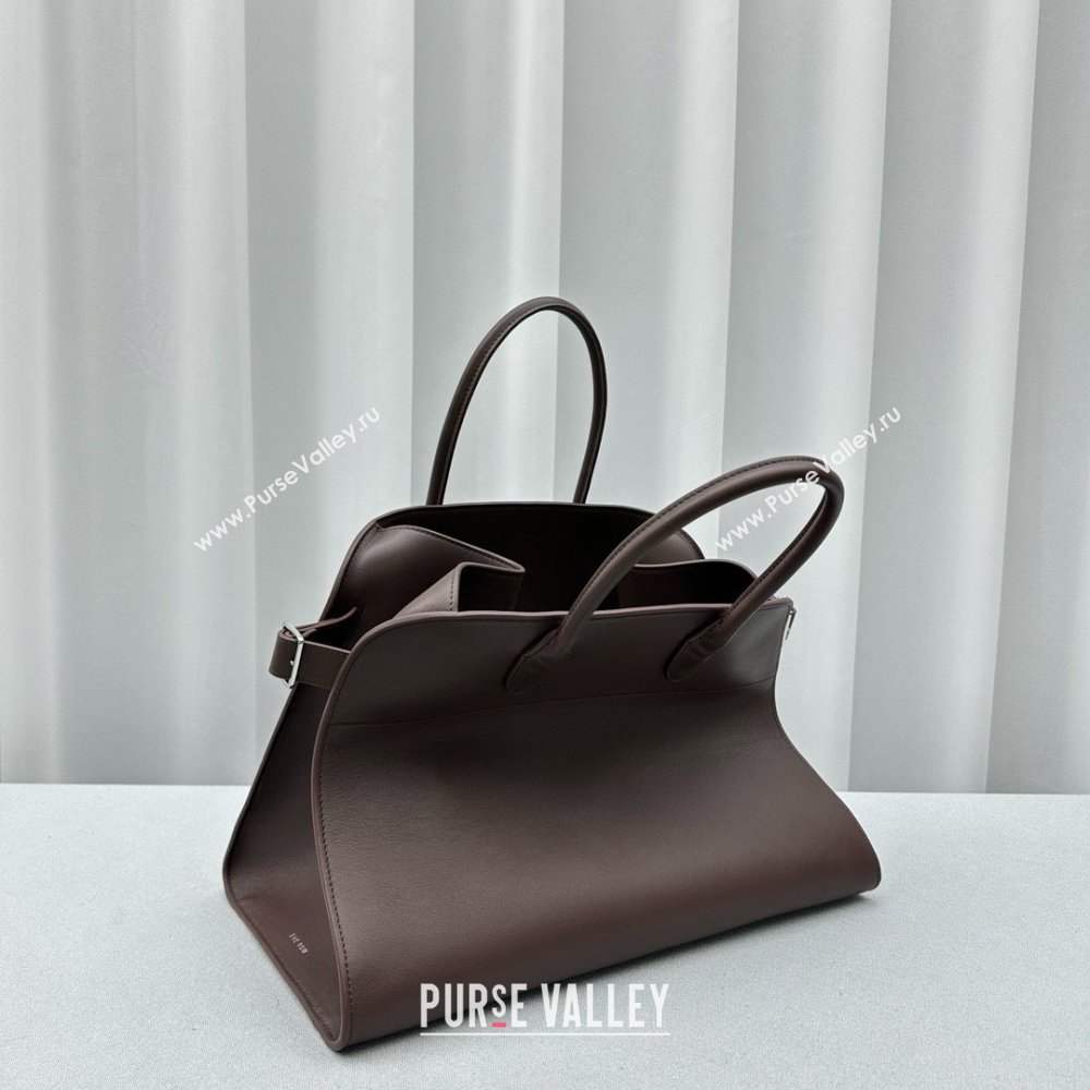 THE ROW MARGAUX 15 BAG IN BOX LEATHER Dark Chocolate 2024 (WEIPIN-240301-03)