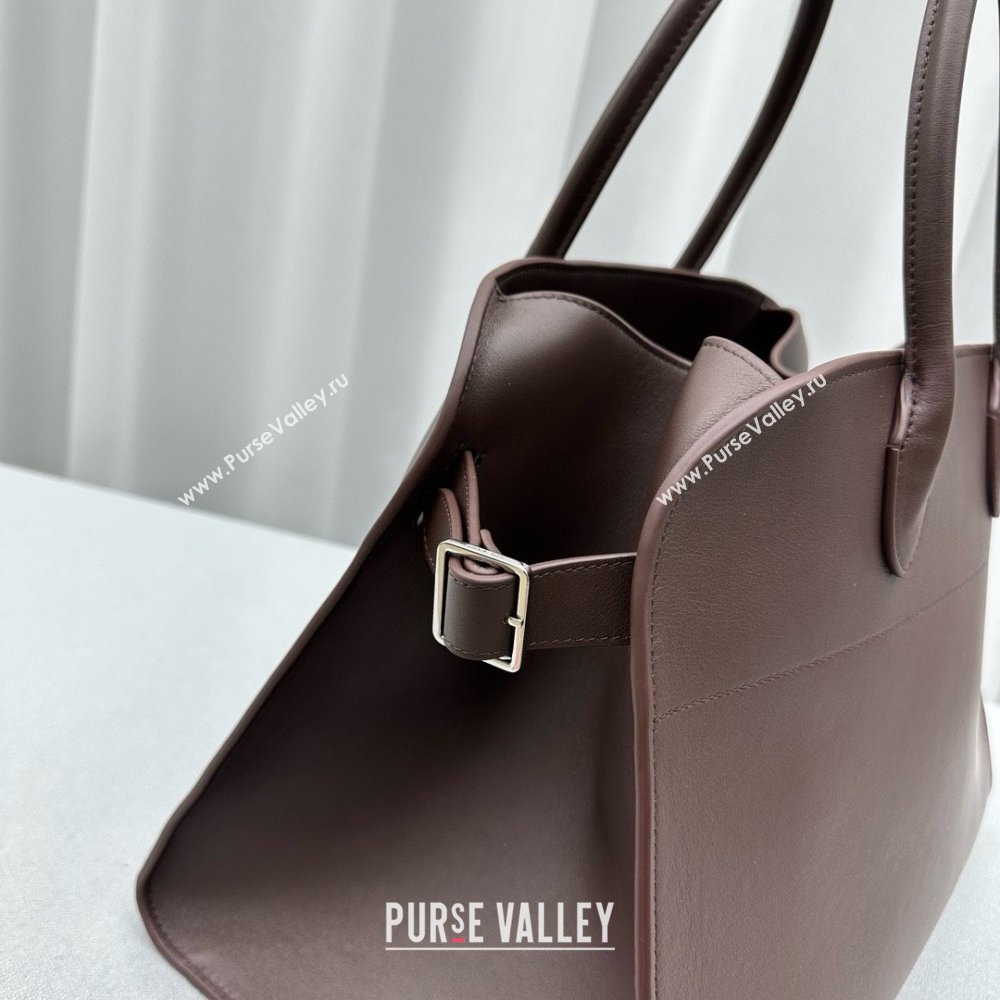 THE ROW MARGAUX 15 BAG IN BOX LEATHER Dark Chocolate 2024 (WEIPIN-240301-03)