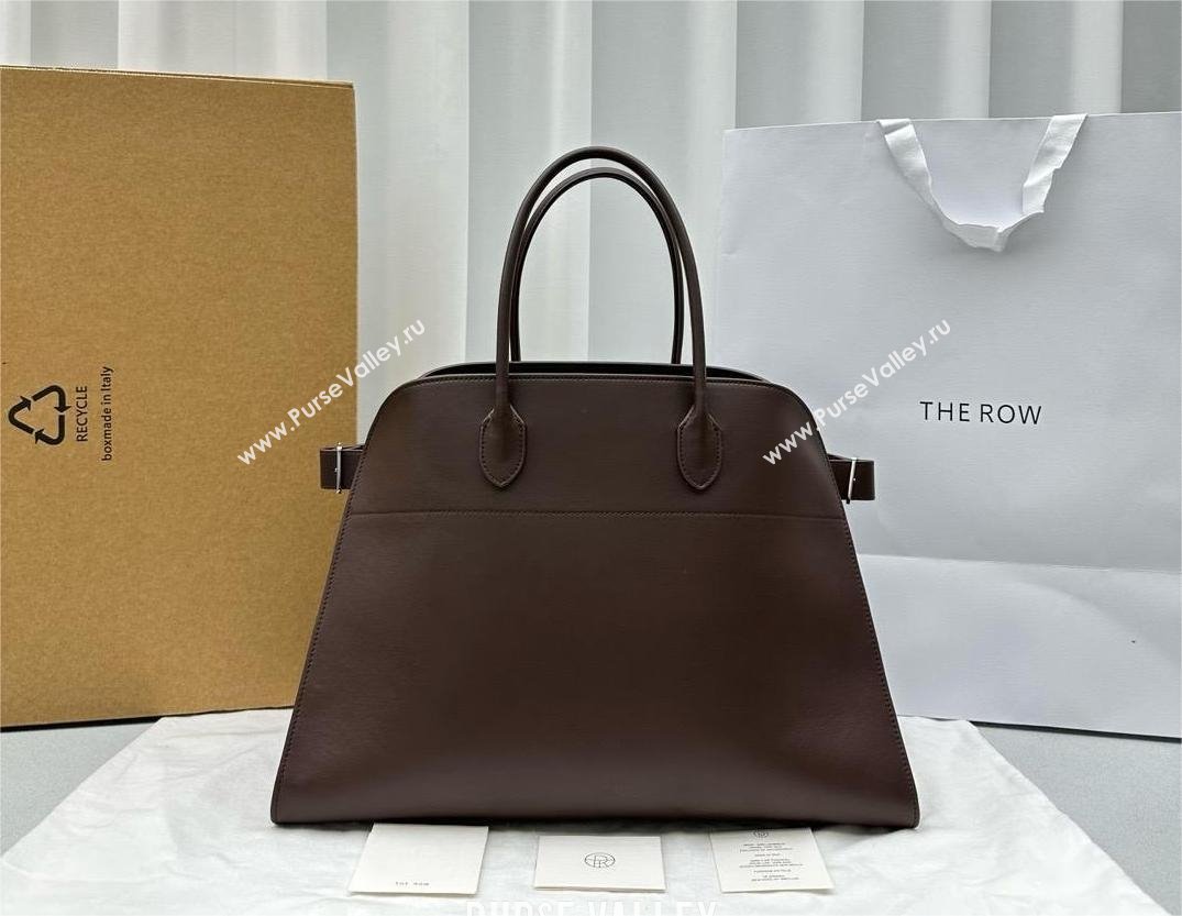 THE ROW MARGAUX 17 BAG IN BOX LEATHER Dark Chocolate 2024 (WEIPIN-240301-04)