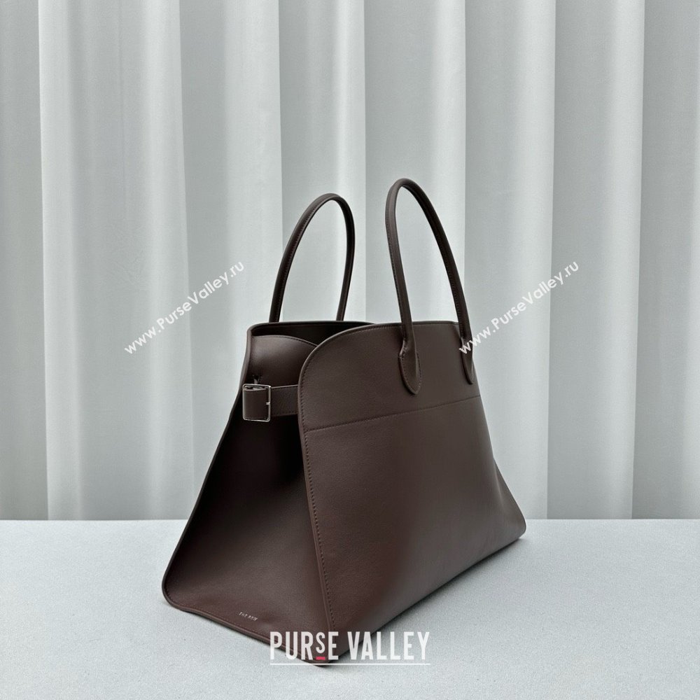 THE ROW MARGAUX 17 BAG IN BOX LEATHER Dark Chocolate 2024 (WEIPIN-240301-04)