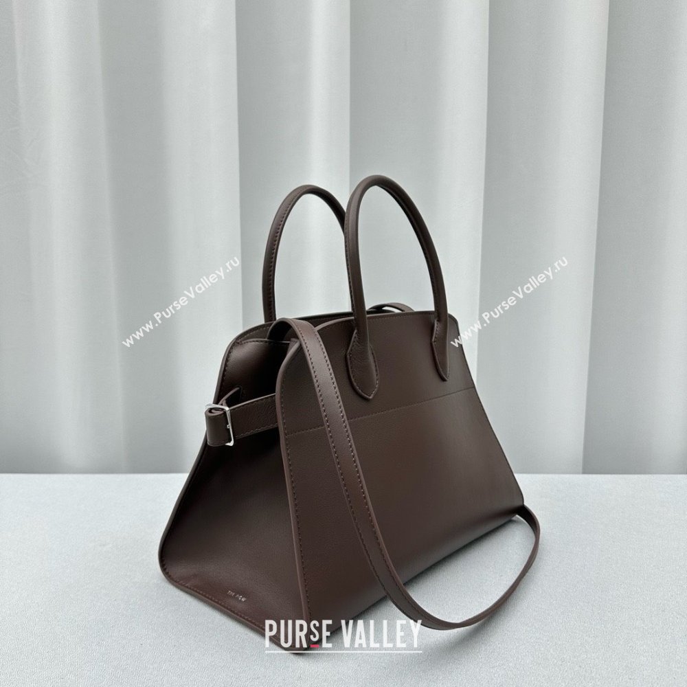 THE ROW MARGAUX 12 BAG IN BOX LEATHER Dark Chocolate 2024 (WEIPIN-240301-01)