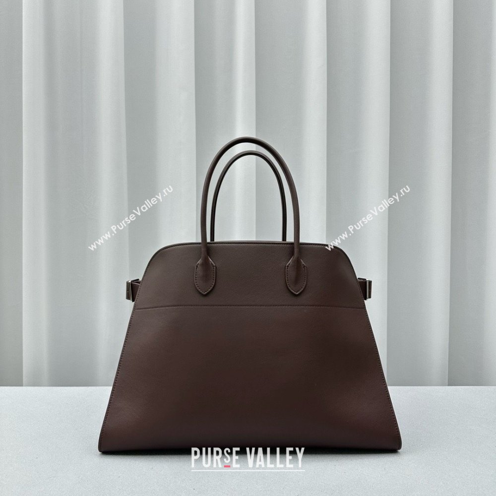 THE ROW MARGAUX 17 BAG IN BOX LEATHER Dark Chocolate 2024 (WEIPIN-240301-04)