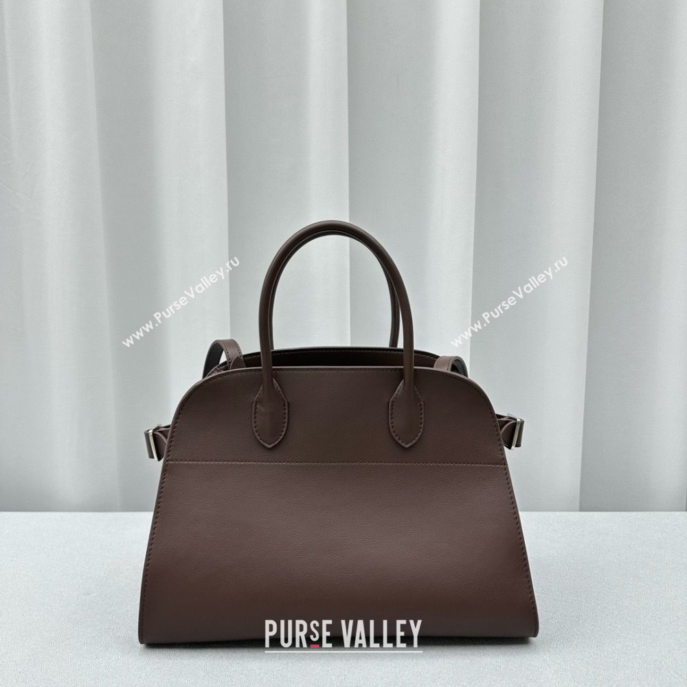 THE ROW MARGAUX 12 BAG IN BOX LEATHER Dark Chocolate 2024 (WEIPIN-240301-01)