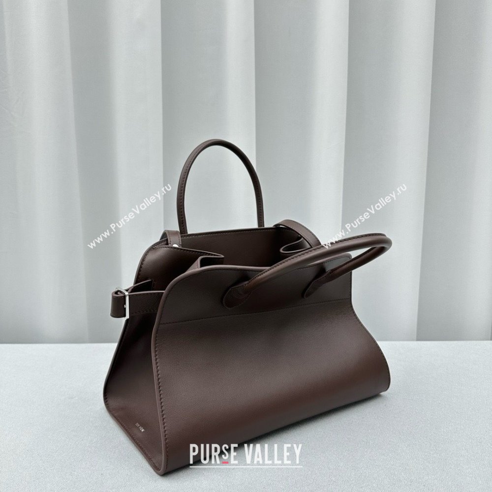 THE ROW MARGAUX 12 BAG IN BOX LEATHER Dark Chocolate 2024 (WEIPIN-240301-01)