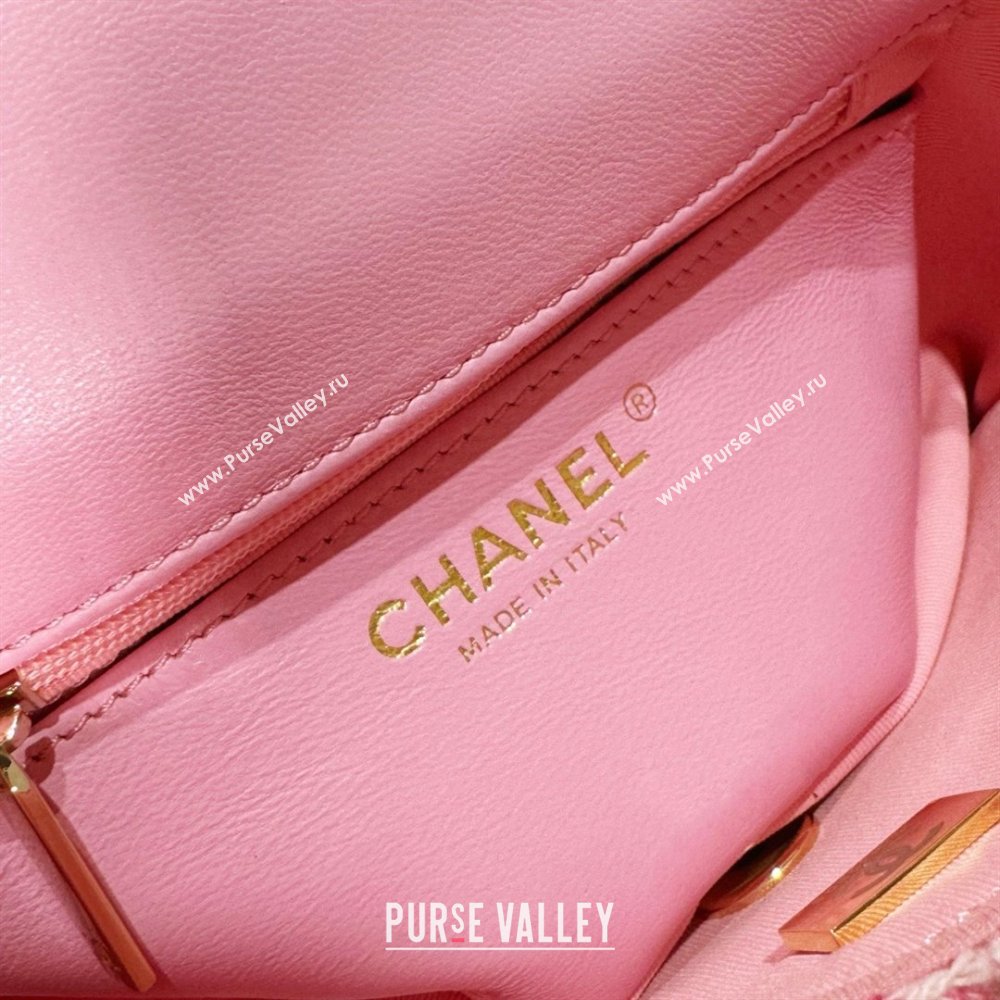 chanel Tweed Resin Quilted Mini Heart Square Flap bag pink/white 2024 (jiyuan-240103-08)