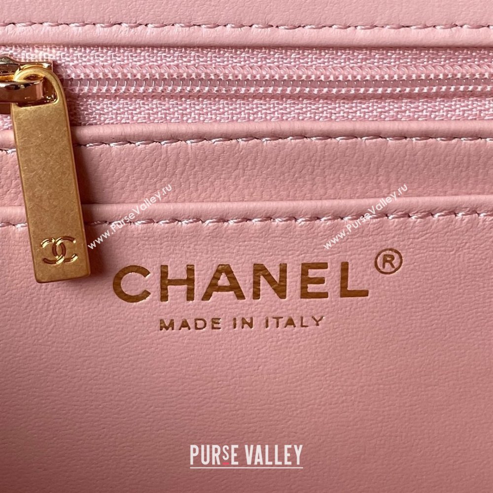 chanel LAMBSKIN Wallet on Chain bag AP4362 PINK 2023 (JIYUAN-240104-03)