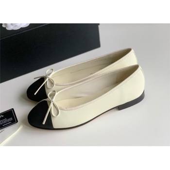 Chanel Calfskin Grosgrain Ivory Black ballet flats 2024 (kaola-240104-02)