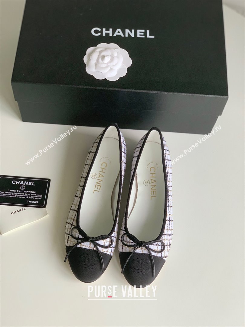 Chanel white fabric lambskin ballet flats 2024 (kaola-240104-06)