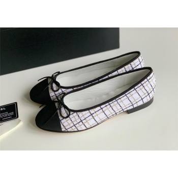 Chanel white fabric lambskin ballet flats 2024 (kaola-240104-06)