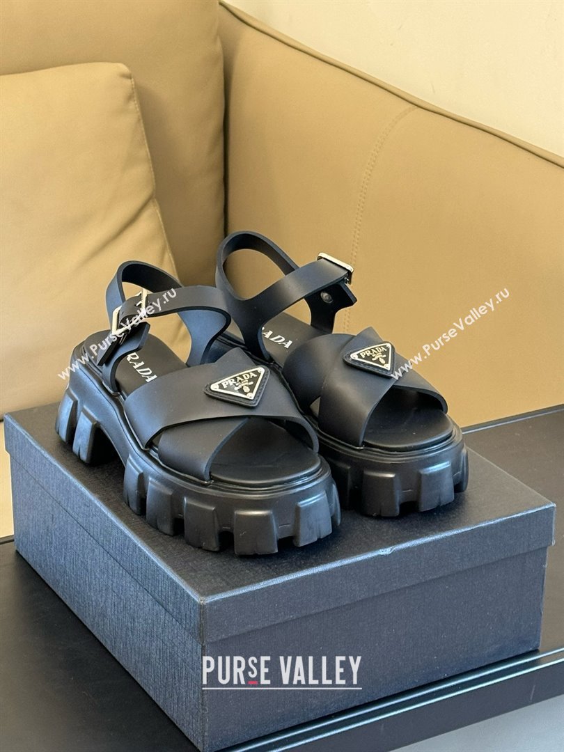 Prada Monolith rubber sandals Black 2024 (kaola-240304-01)