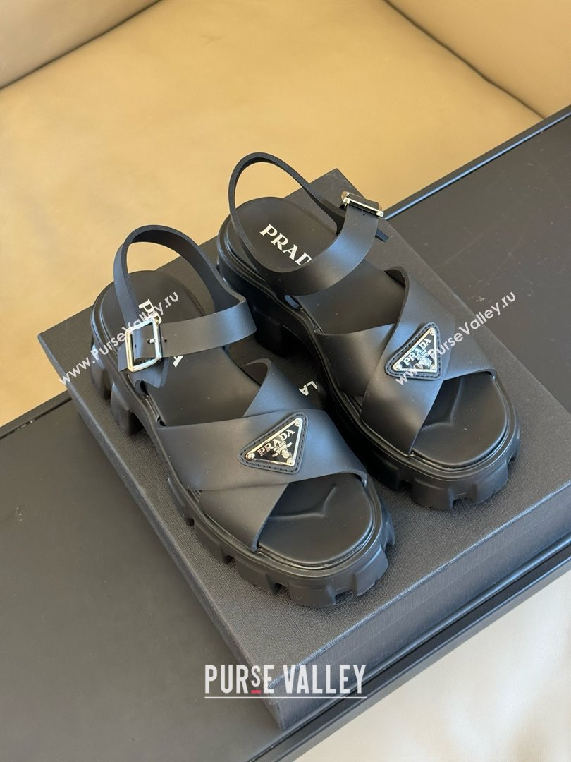 Prada Monolith rubber sandals Black 2024 (kaola-240304-01)