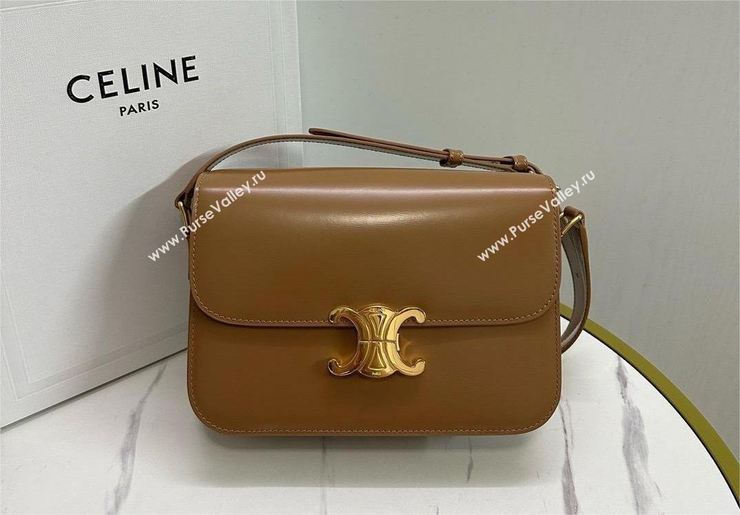 CELINE Classique Triomphe Bag in shiny calfskin BRONZE 2024 (BAILI-240304-02)