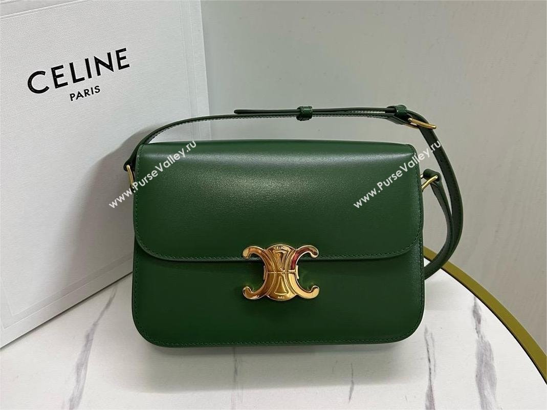 CELINE Classique Triomphe Bag in shiny calfskin Amazone 2024 (BAILI-240304-01)