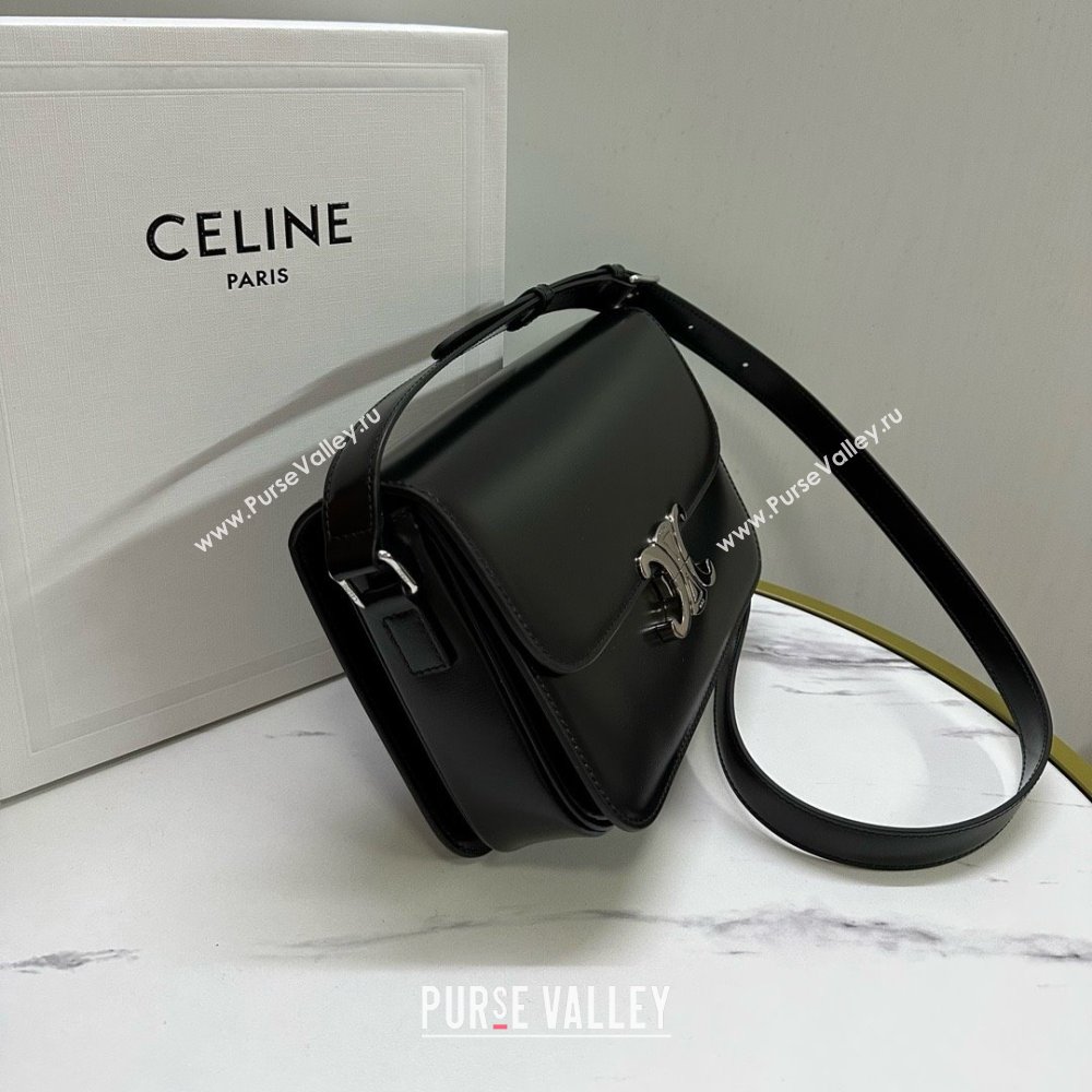 CELINE Classique Triomphe Bag in shiny calfskin black/silver 2024 (BAILI-240304-04)