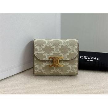 celine Small Wallet TRIOMPHE in TRIOMPHE CANVAS Grege 2024 (BAILI-240304-10)