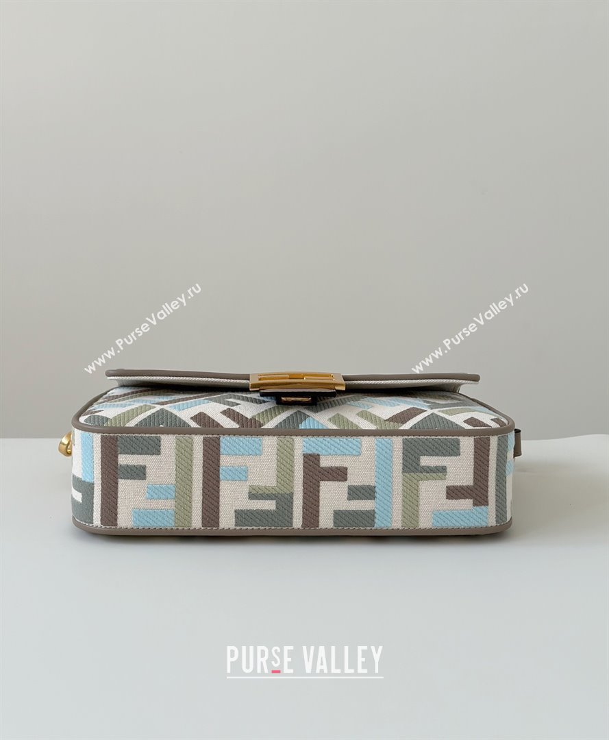Fendi Baguette Medium Bag in Canvas with FF embroidery Green/Blue/Multicolor 2025 0159M 0930 (CL-250930019)