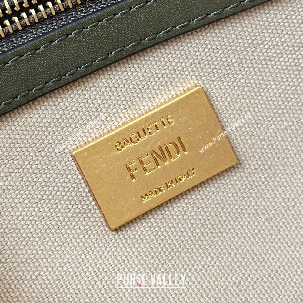 Fendi Baguette Medium Bag in Canvas with FF embroidery Beige/Multicolor 2025 0159M (CL-250522017)