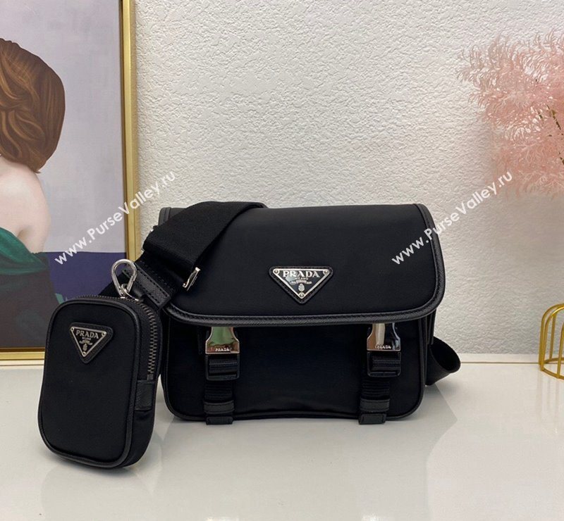 Prada Mens Nylon and Saffiano Leather Shoulder Bag 2VD034 Black 2025 (nana-251121104)