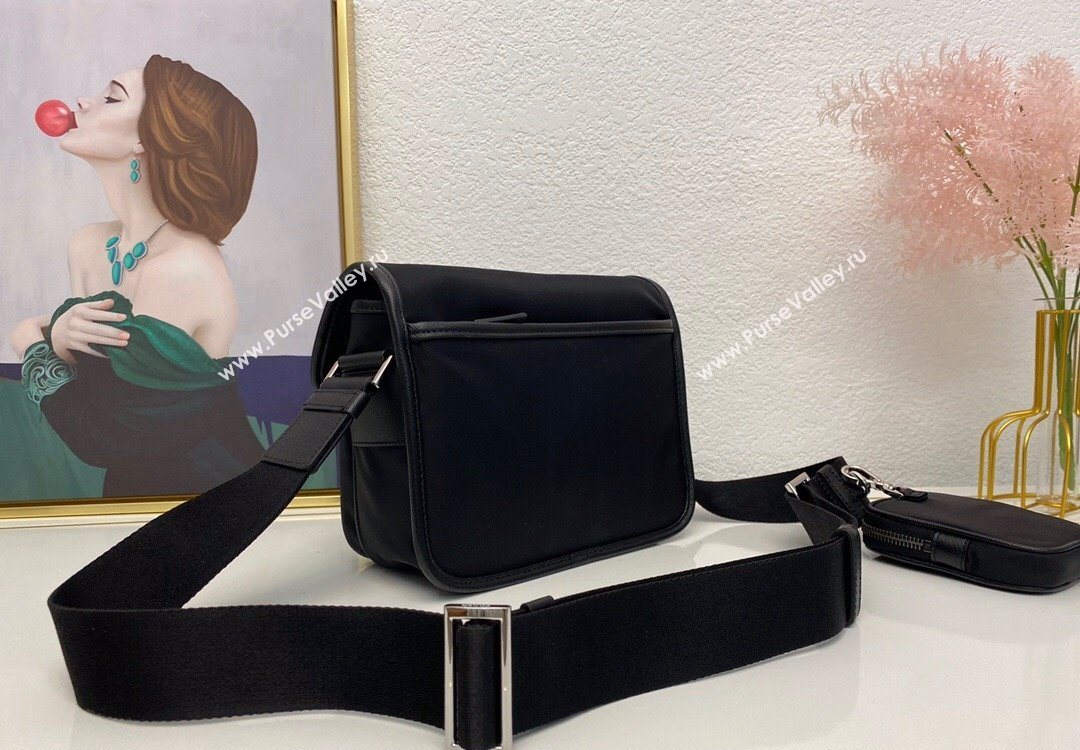 Prada Mens Nylon and Saffiano Leather Shoulder Bag 2VD034 Black 2025 (nana-251121104)