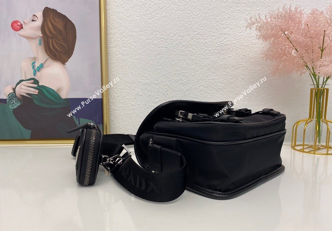 Prada Mens Nylon and Saffiano Leather Shoulder Bag 2VD034 Black 2025 (nana-251121104)