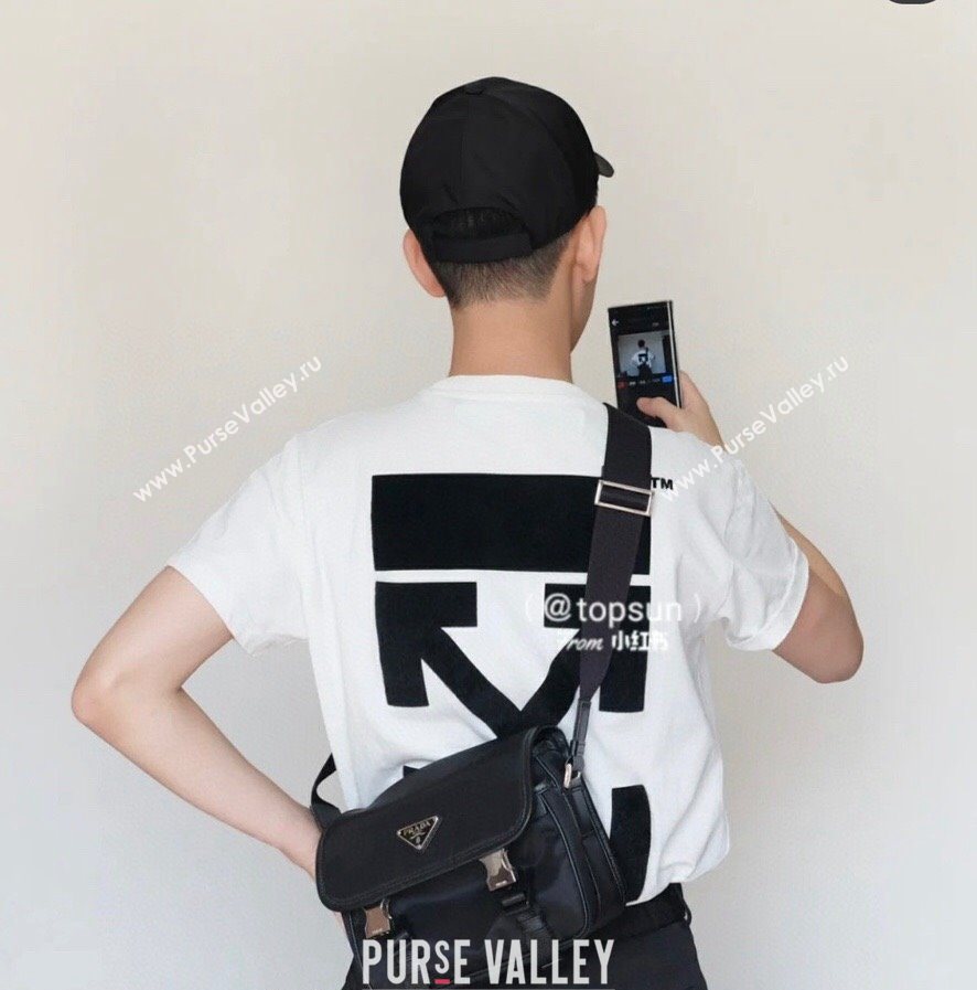 Prada Mens Nylon and Saffiano Leather Shoulder Bag 2VD034 Black 2025 (nana-251121104)