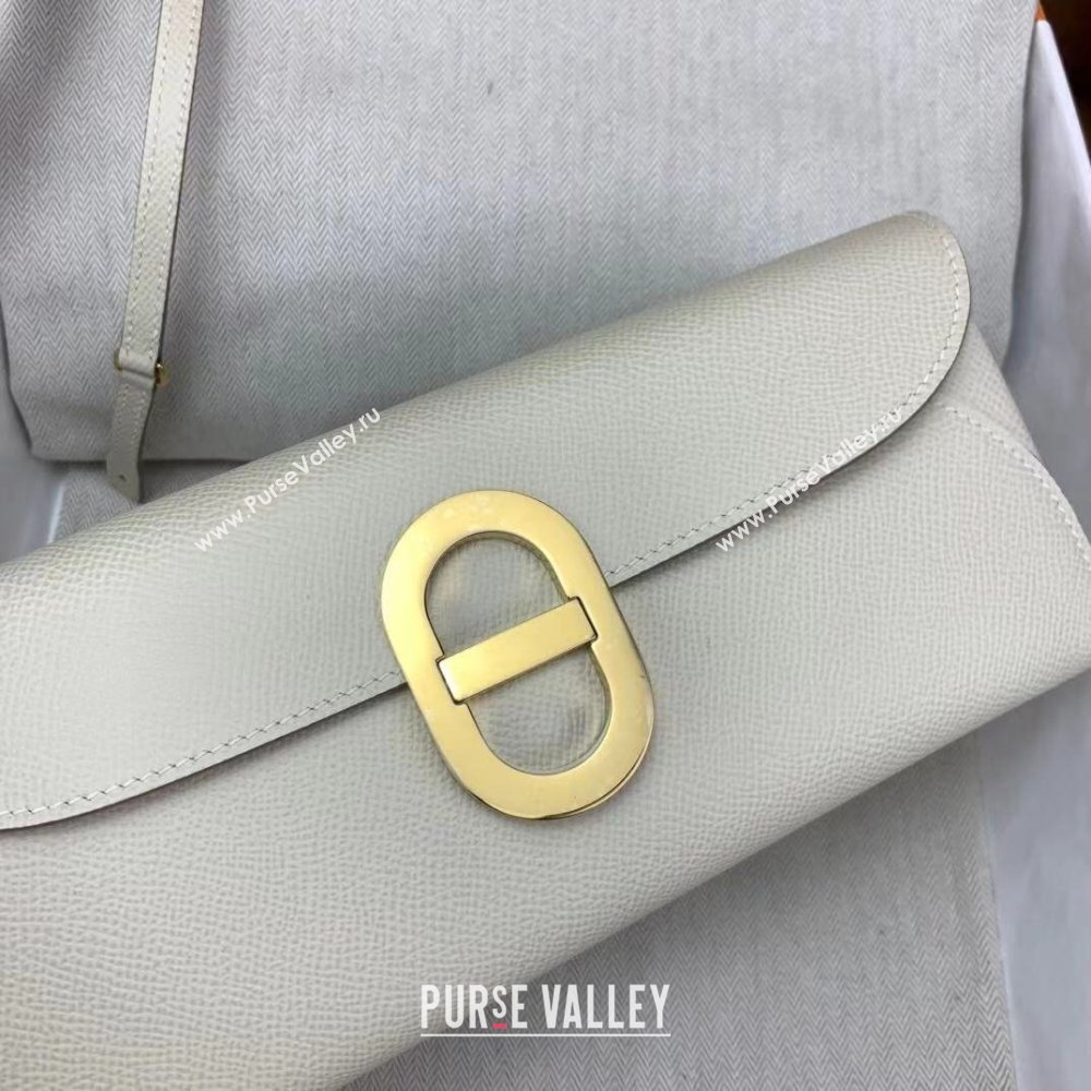 Hermes CHAINE DANCRE To Go Wallet in Original Epsom Leather Milk Shake White/Gold 2024(Full Handmade) (XYA-24121914)