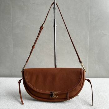 Celine Halfmoon Soft Triomphe Small Bag in Supple Shiny Lambskin 103778 Tan Brown 2026 (BL-260411004)
