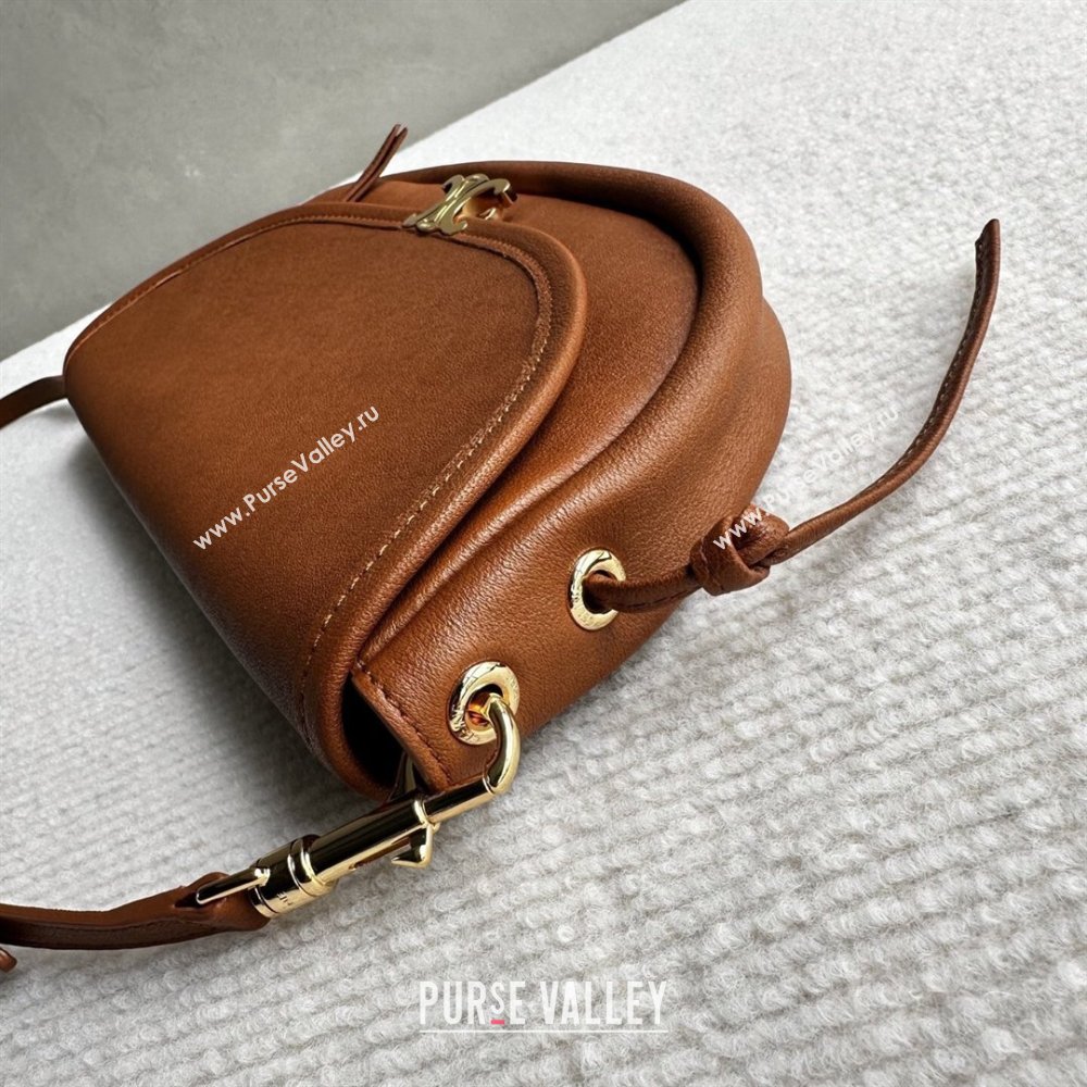 Celine Halfmoon Soft Triomphe Small Bag in Supple Shiny Lambskin 103778 Tan Brown 2026 (BL-260411004)