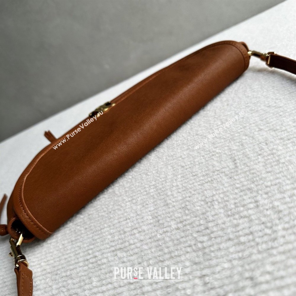 Celine Halfmoon Soft Triomphe Small Bag in Supple Shiny Lambskin 103778 Tan Brown 2026 (BL-260411004)