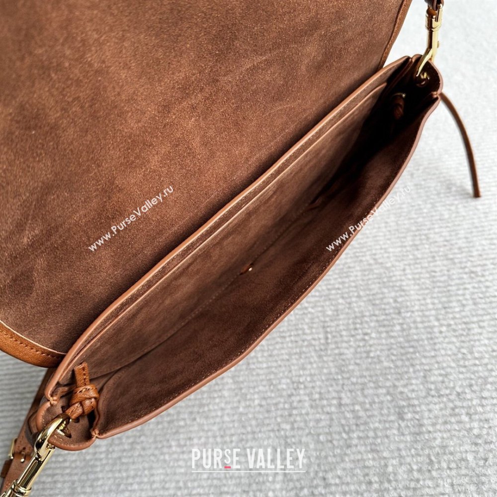 Celine Halfmoon Soft Triomphe Small Bag in Supple Shiny Lambskin 103778 Tan Brown 2026 (BL-260411004)