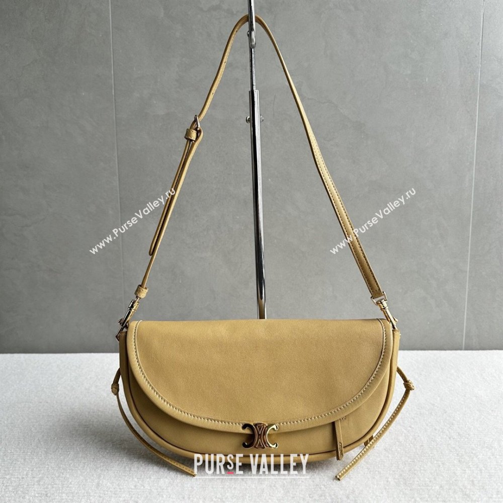 Celine Halfmoon Soft Triomphe Small Bag in Supple Shiny Lambskin 103778 Sand Yellow 2026 (BL-260411003)