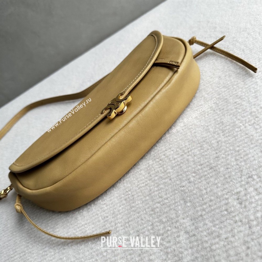 Celine Halfmoon Soft Triomphe Small Bag in Supple Shiny Lambskin 103778 Sand Yellow 2026 (BL-260411003)