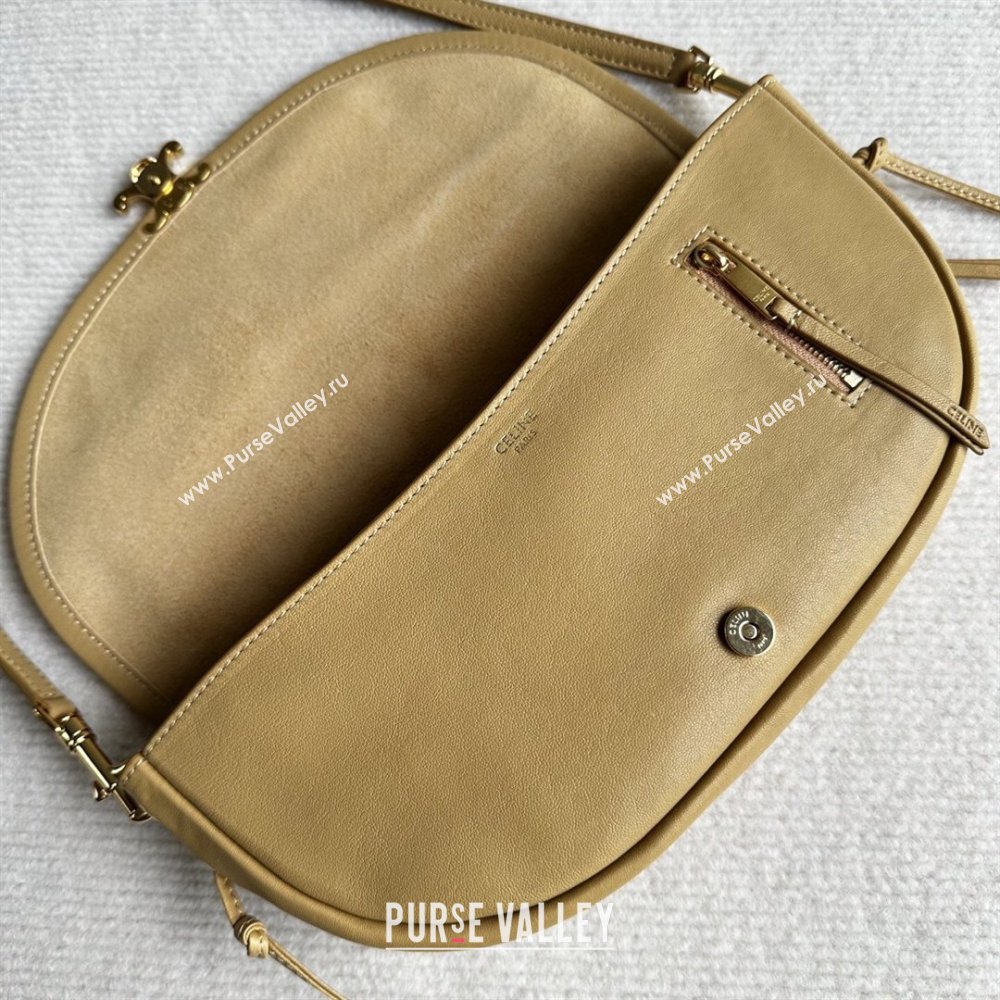 Celine Halfmoon Soft Triomphe Small Bag in Supple Shiny Lambskin 103778 Sand Yellow 2026 (BL-260411003)