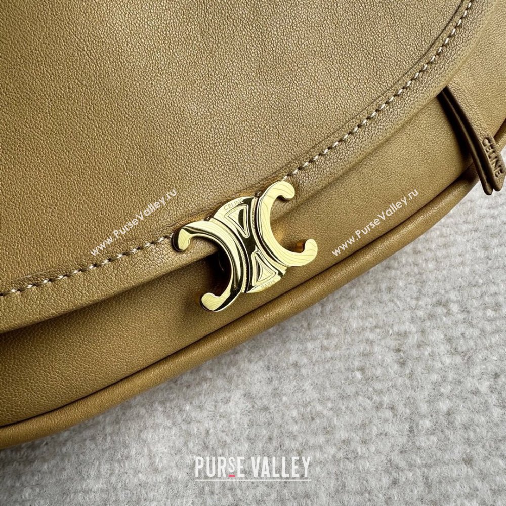 Celine Halfmoon Soft Triomphe Small Bag in Supple Shiny Lambskin 103778 Sand Yellow 2026 (BL-260411003)