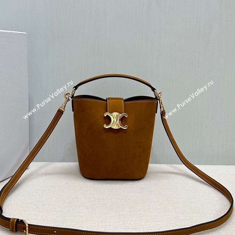 Celine Mini Bucket Bag Louise in Suede Camel 2026 10N473 (BL-260121011)