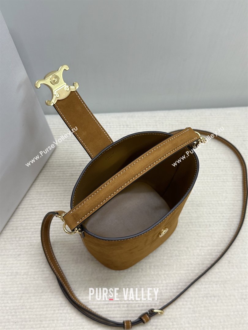Celine Mini Bucket Bag Louise in Suede Camel 2026 10N473 (BL-260121011)