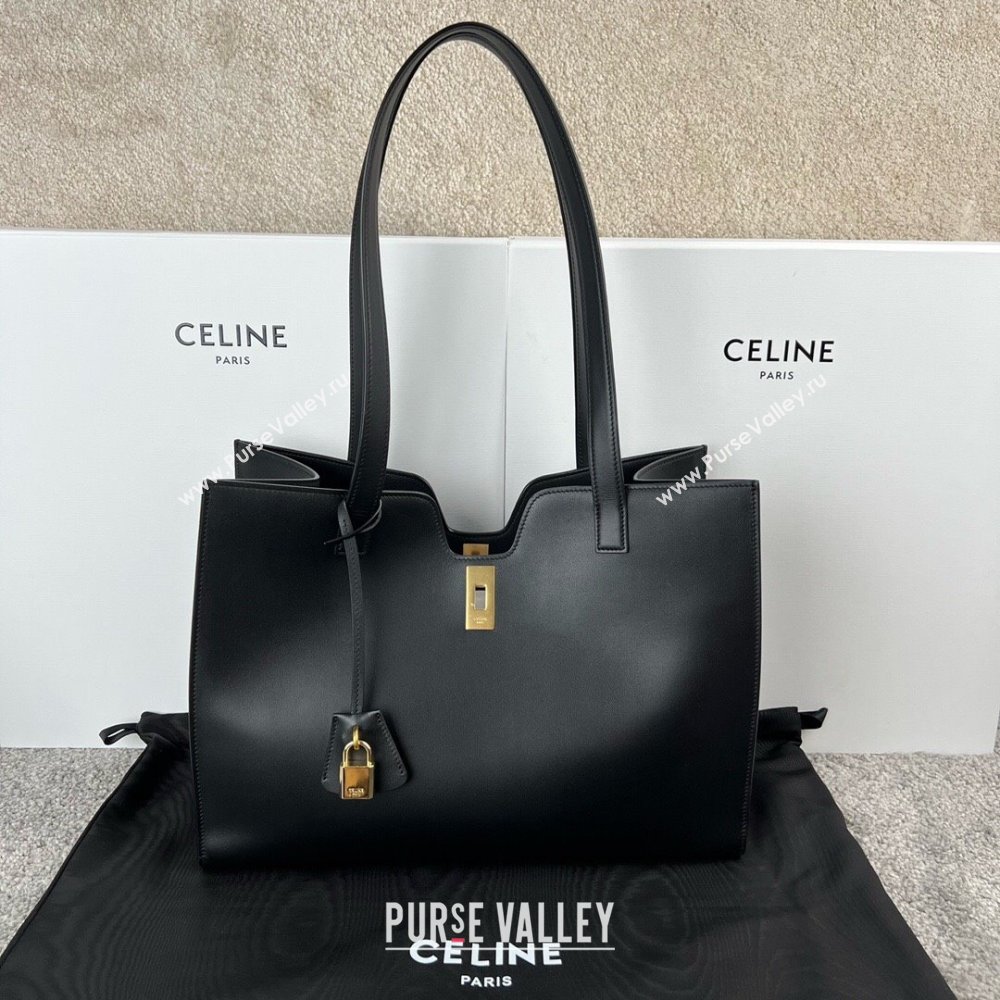 Celine Cabas 16 Tote Bag in Smooth Calfskin Black 2025 112583 (JXG-250520031)