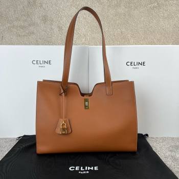 Celine Cabas 16 Tote Bag in Smooth Calfskin Tan Brown 2025 112583 (JXG-250520030)