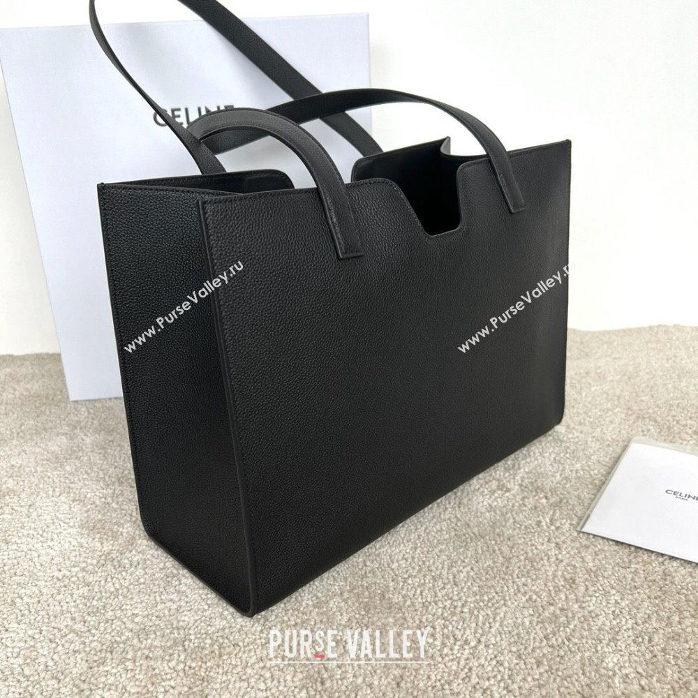Celine Cabas 16 Tote Bag in Grained Calfskin Black 2025 112583 (JXG-250520032)