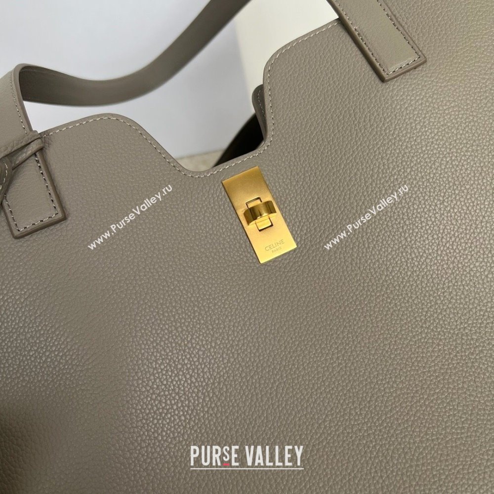 Celine Cabas 16 Tote Bag in Grained Calfskin Pebble Grey 2025 112583 (JXG-250520033)