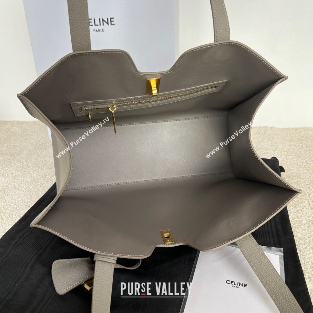 Celine Cabas 16 Tote Bag in Grained Calfskin Pebble Grey 2025 112583 (JXG-250520033)