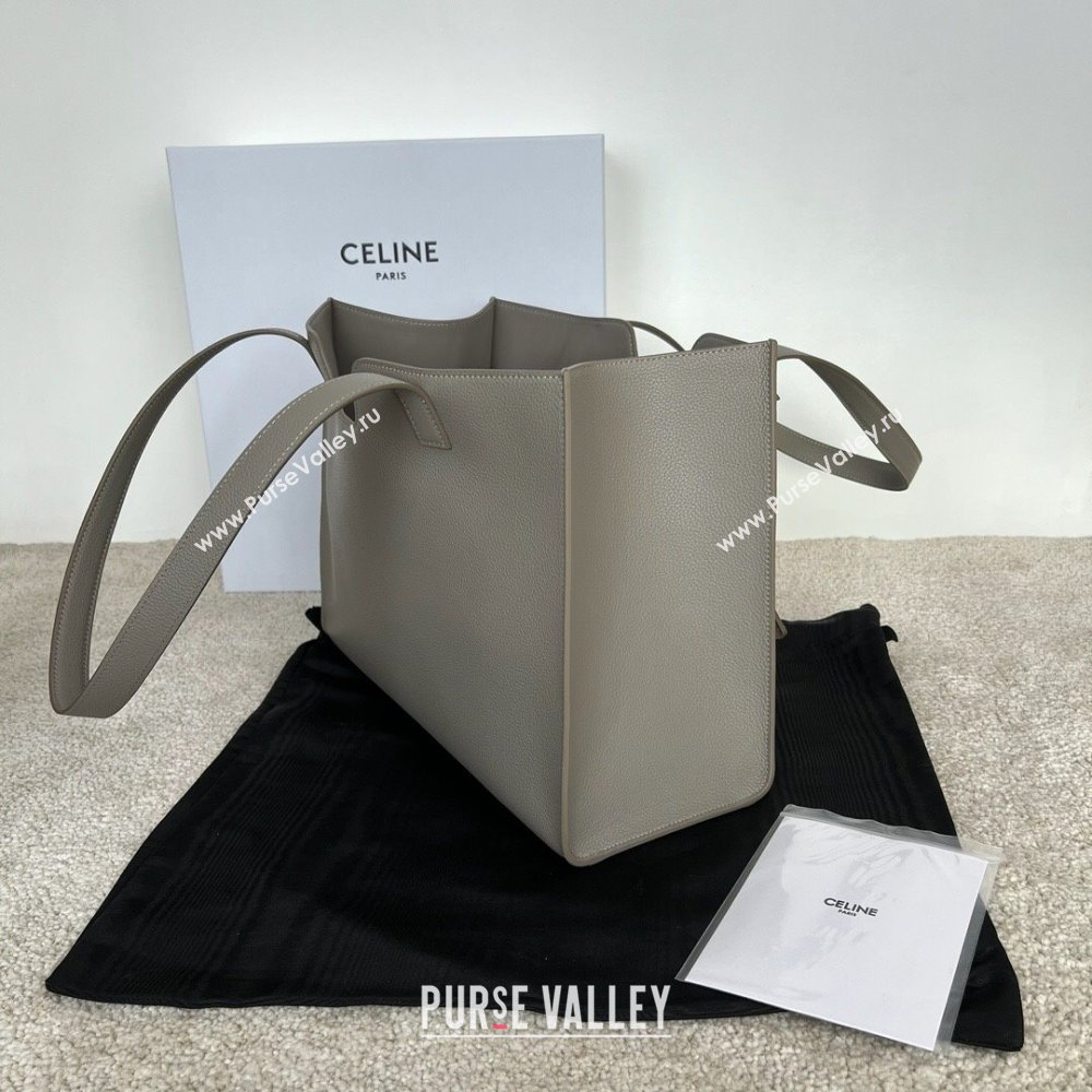 Celine Cabas 16 Tote Bag in Grained Calfskin Pebble Grey 2025 112583 (JXG-250520033)