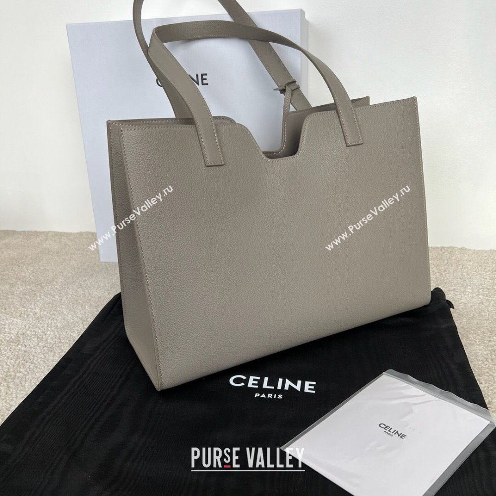 Celine Cabas 16 Tote Bag in Grained Calfskin Pebble Grey 2025 112583 (JXG-250520033)