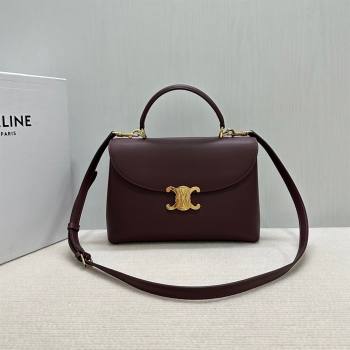 Celine Medium Nino Top Handle bag in Supple Calfskin Dark Burgundy 2025 117523 (BL-251124063)