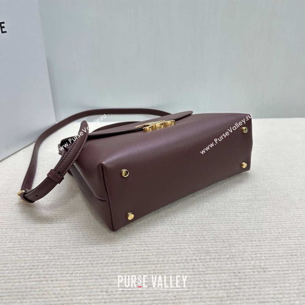 Celine Medium Nino Top Handle bag in Supple Calfskin Dark Burgundy 2025 117523 (BL-251124063)